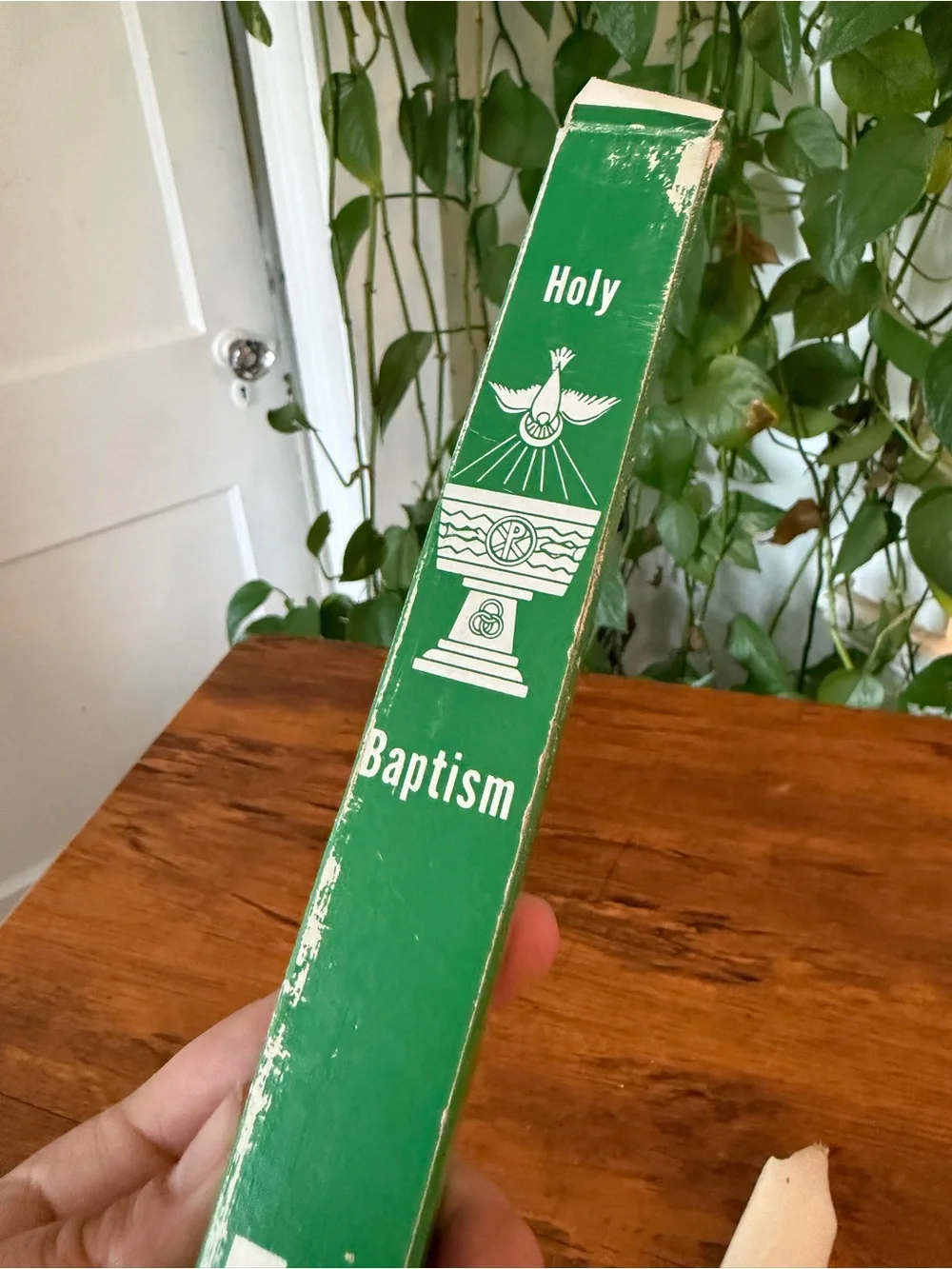 Holy Baptism White Ceremony Candle vintage used